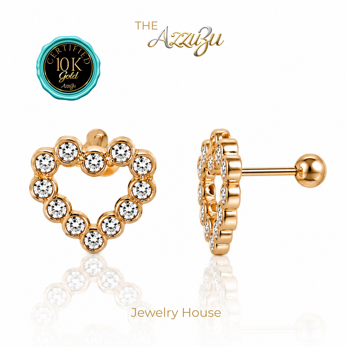 The AzzuZu 10K Gold Stud Earrings — Classic & Charming Designs