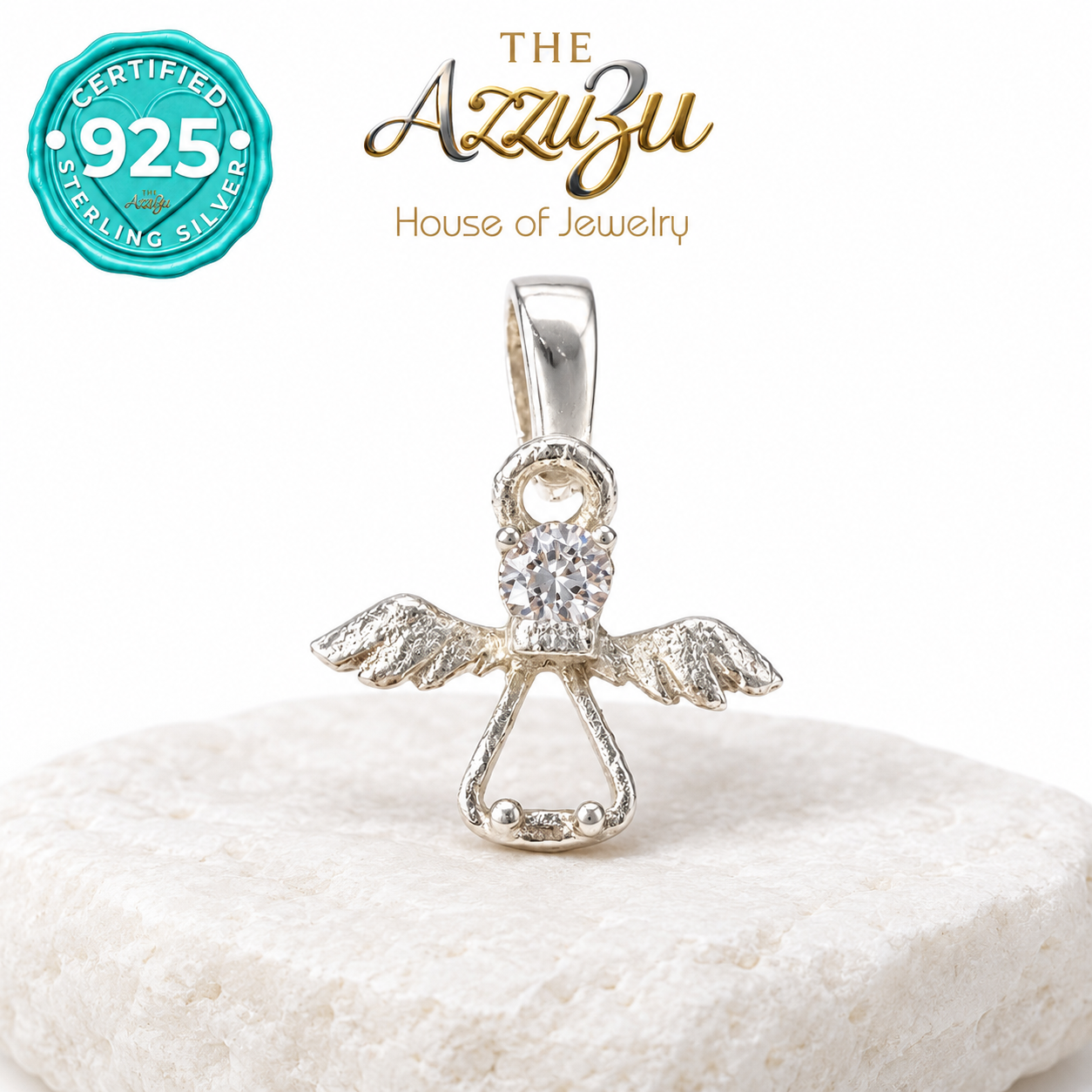 The AzzuZu Angel Zirconia Pendant in .925 Sterling Silver
