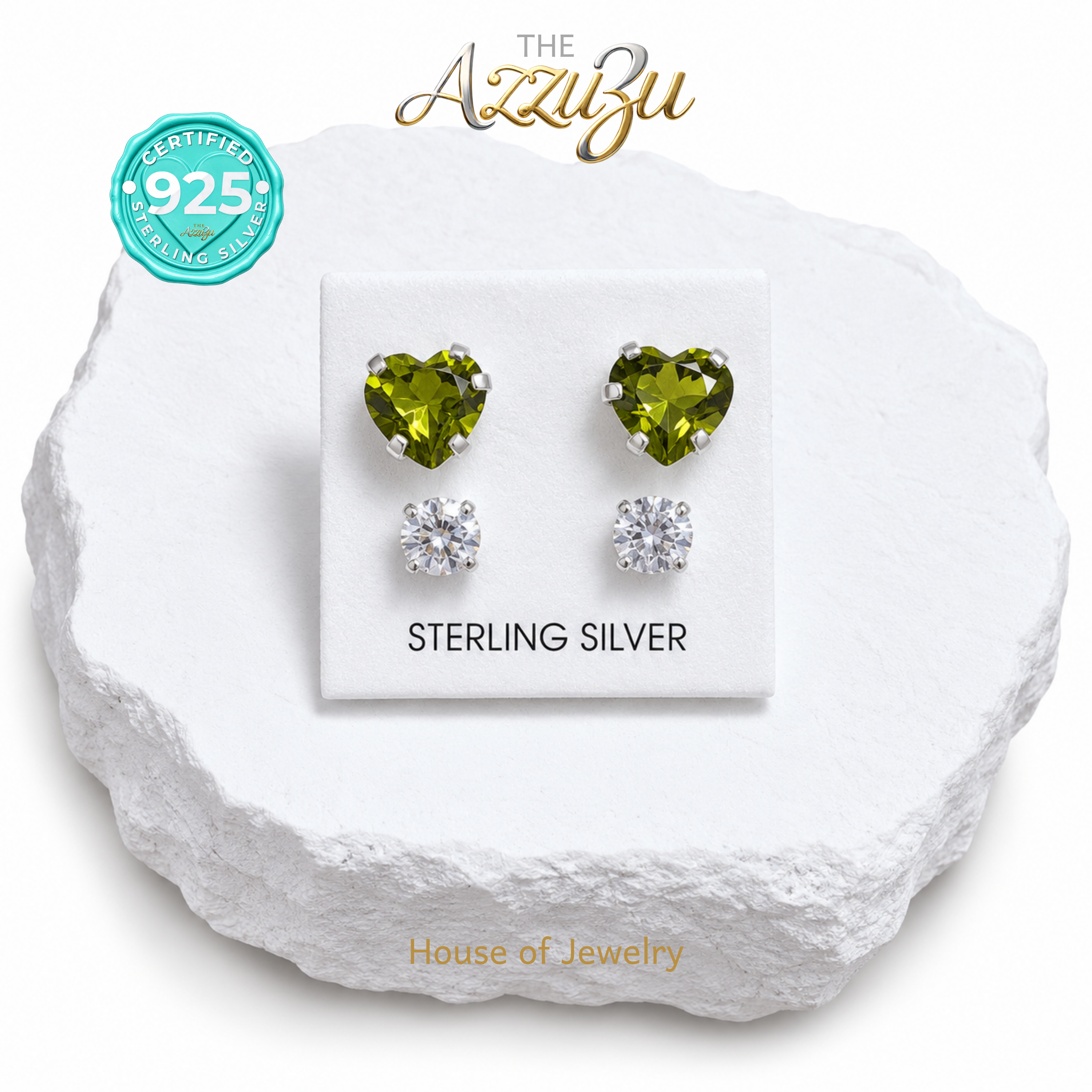 The AzzuZu Handmade 925 Sterling Silver | Cubic Zirconia Earrings - Multiple Options -