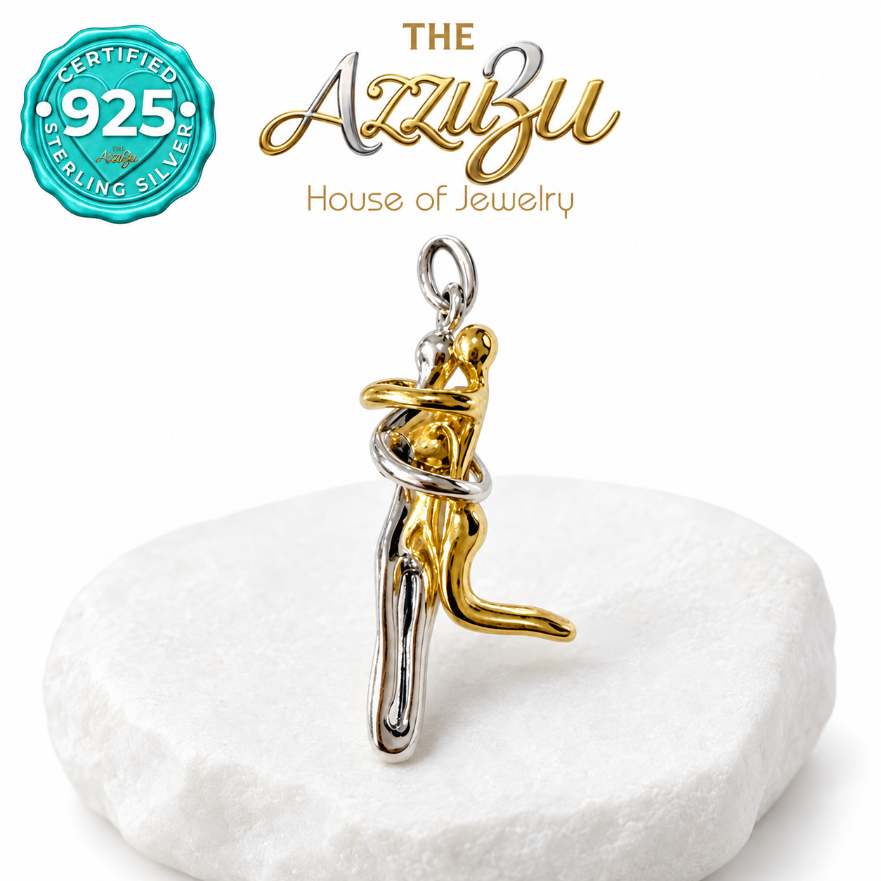 The AzzuZu Eternal Hug Pendant in Certified .925 Sterling Silver