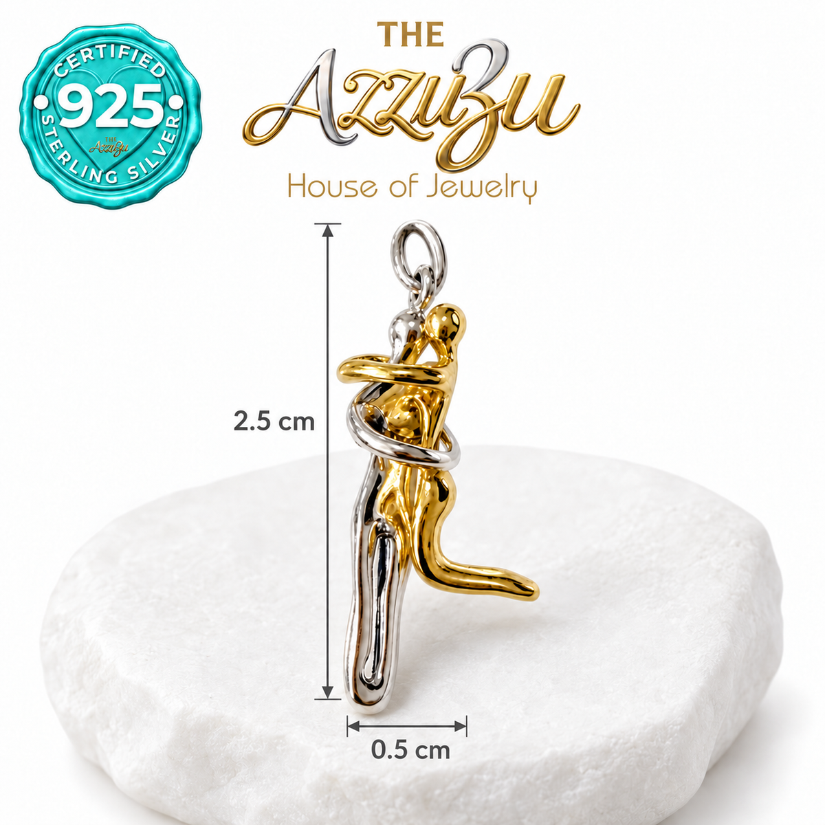 The AzzuZu Eternal Hug Pendant in Certified .925 Sterling Silver