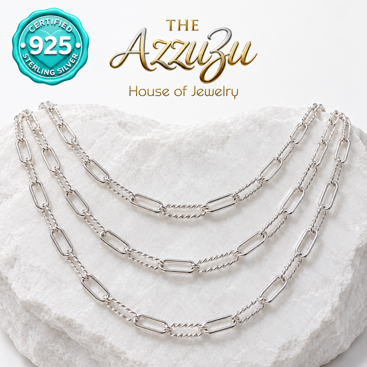 The AzzuZu Radiant Elegance Paperclip Chain in .925 Sterling Silver — 5.3 mm