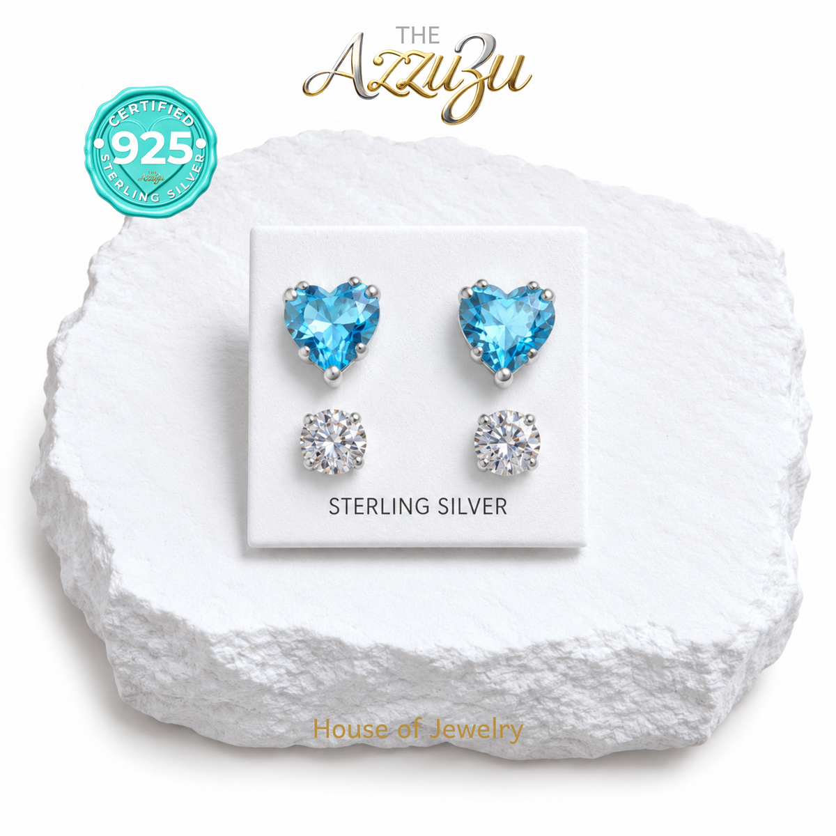 The AzzuZu Handmade 925 Sterling Silver | Cubic Zirconia Earrings - Multiple Options -