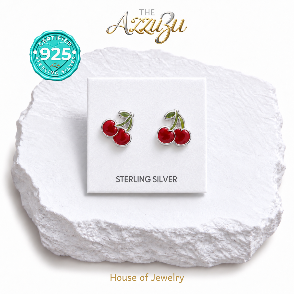 The AzzuZu 925 Handmade Sterling Silver & Cubic Zirconia Stud Earrings - Multiple Options -